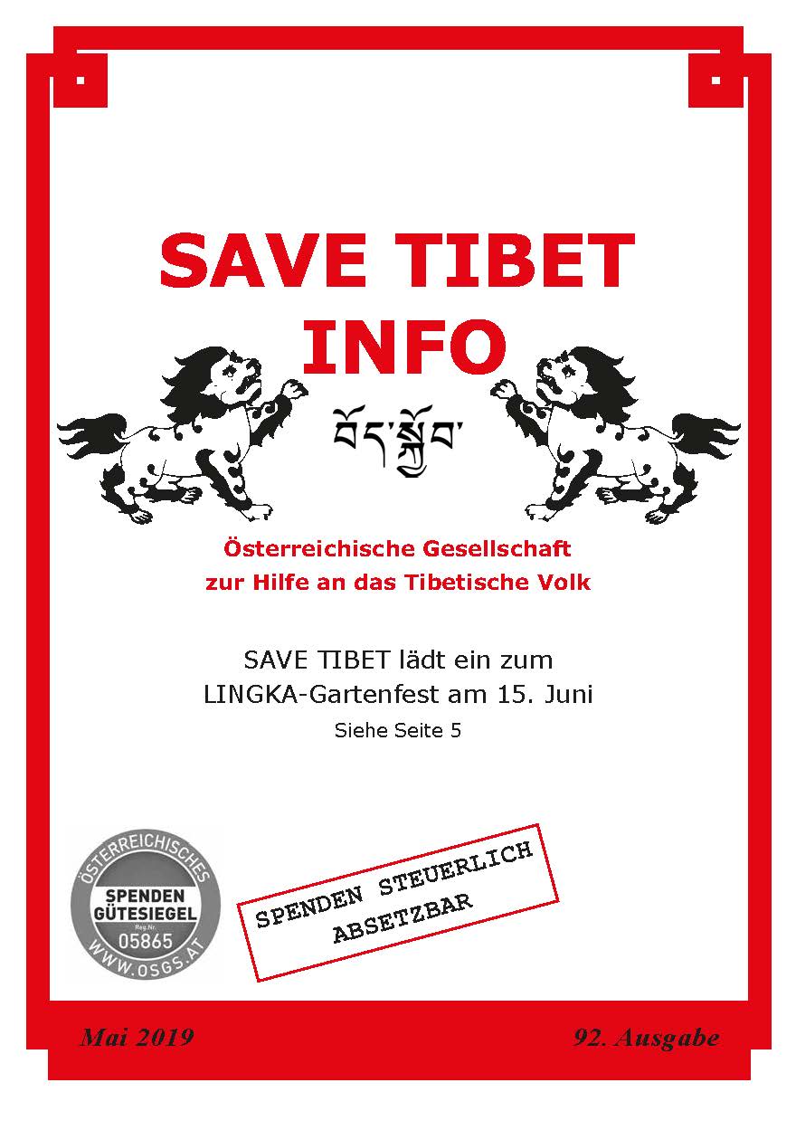 SAVE TIBET Info - Zeitung, Ausgabe 92, Mai 2019