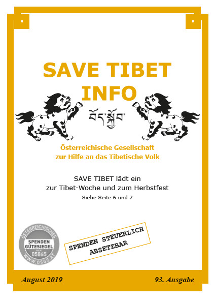 SAVE TIBET Info - Zeitung, Ausgabe 93, August 2019